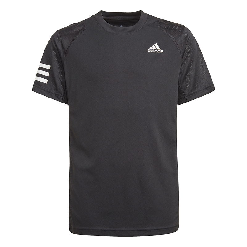 adidas Boys Club 3 Stripe Tee (Black)