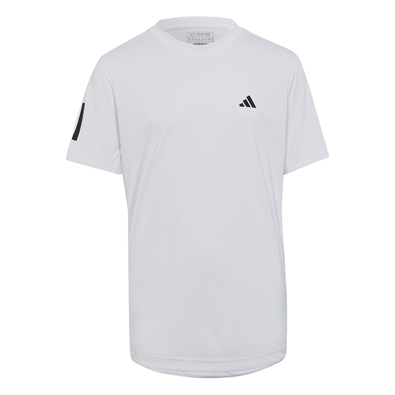 adidas Boys Club 3 Stripe Tee (White)