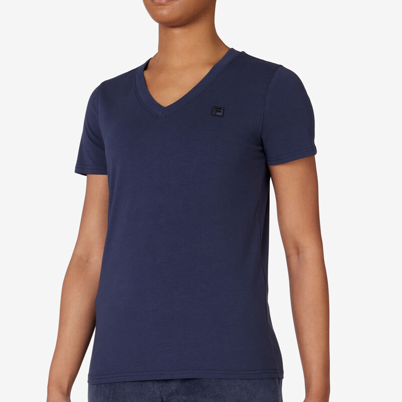 FILA Elevated Essentials V-Neck Tee (W) (Navy)