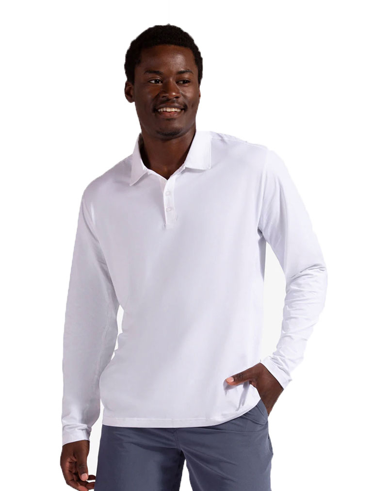 BloqUV Long Sleeve Polo (M) (White)