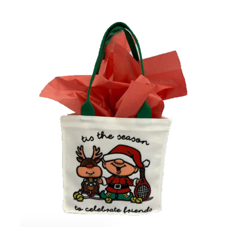 Tennis Reindeer & Elf Mini Canvas Gift Tote