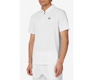 FILA White Line Zip Polo (M) (White)