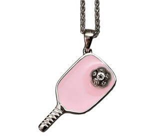 Hit Happy Sleek Pickleball Paddle Necklace (Pink)