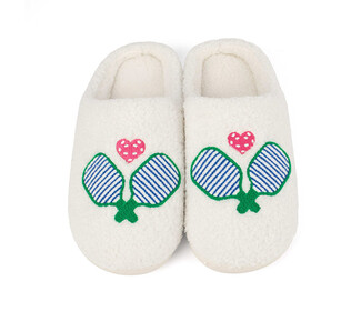 Queen of the Court Pickleball Slippers (W)(Racquets)(White)